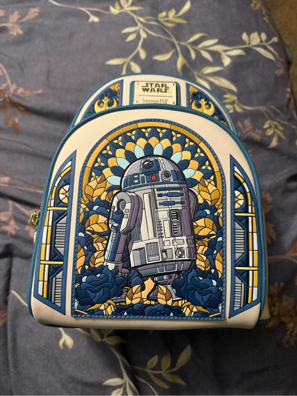 Loungefly Star Wars R2-D2 White, Blue & Gold Mini Backpack
